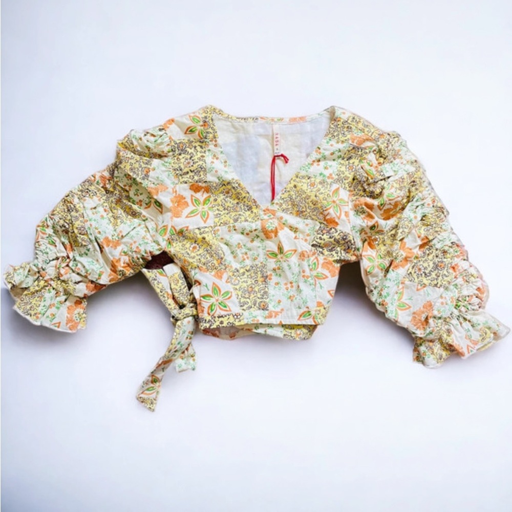 NWT Anthropologie x Raga Floral Bohemian Wrap Crop Top